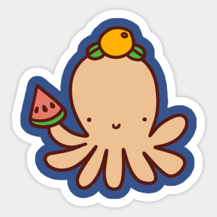 Watermelon Orange Octopus Sticker